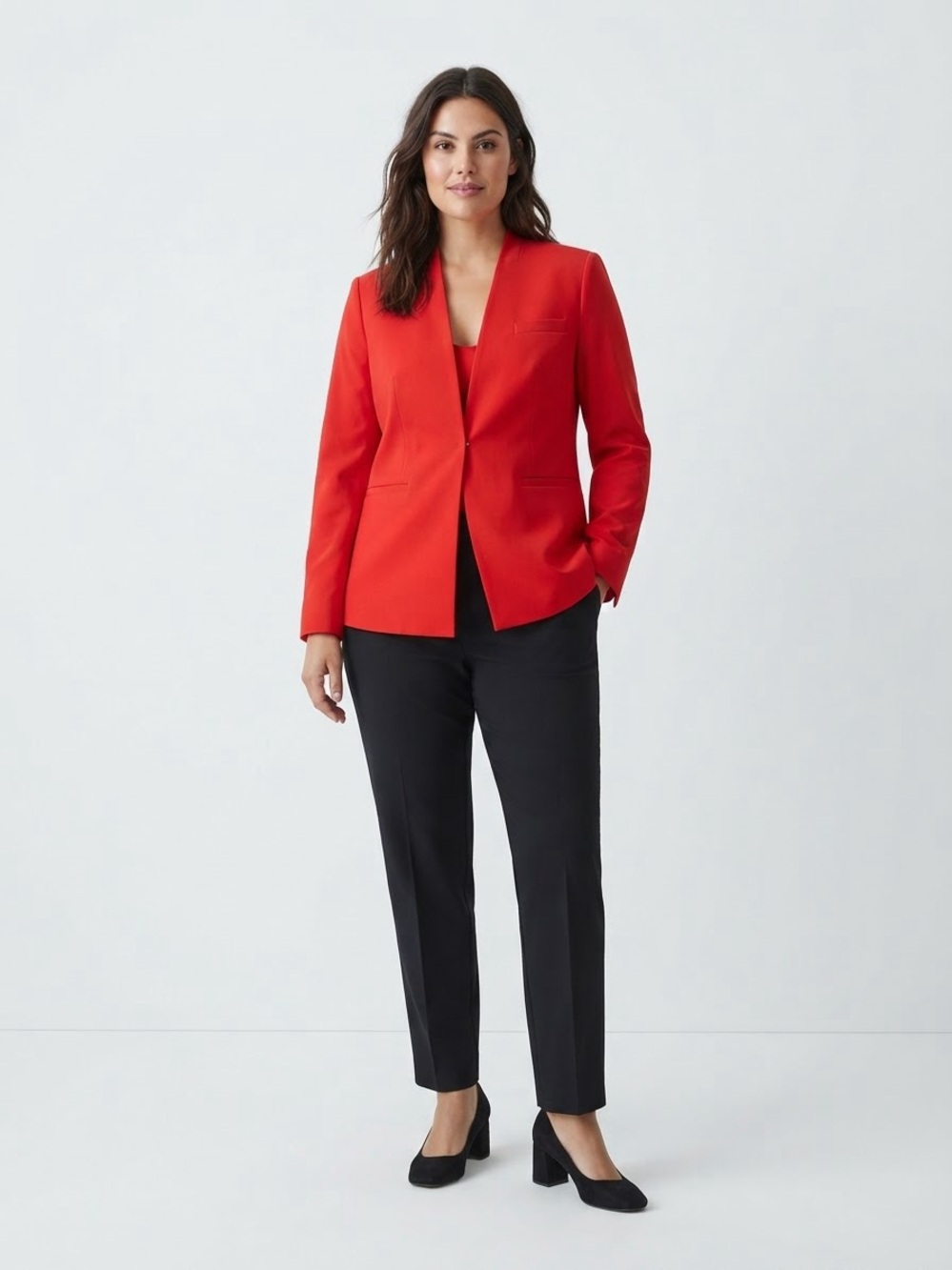 entro Red Blazer with Black Trousers